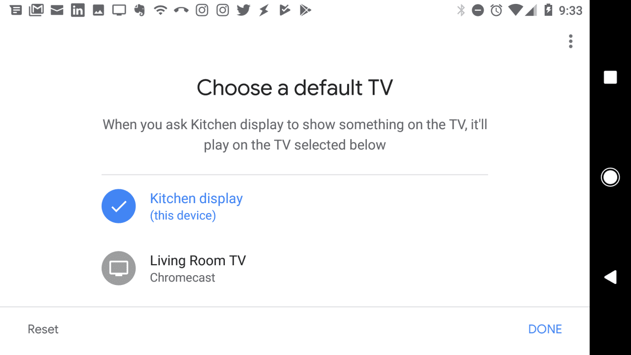 V nastavení aplikace Google Home vyberte výchozí televizní obrazovku