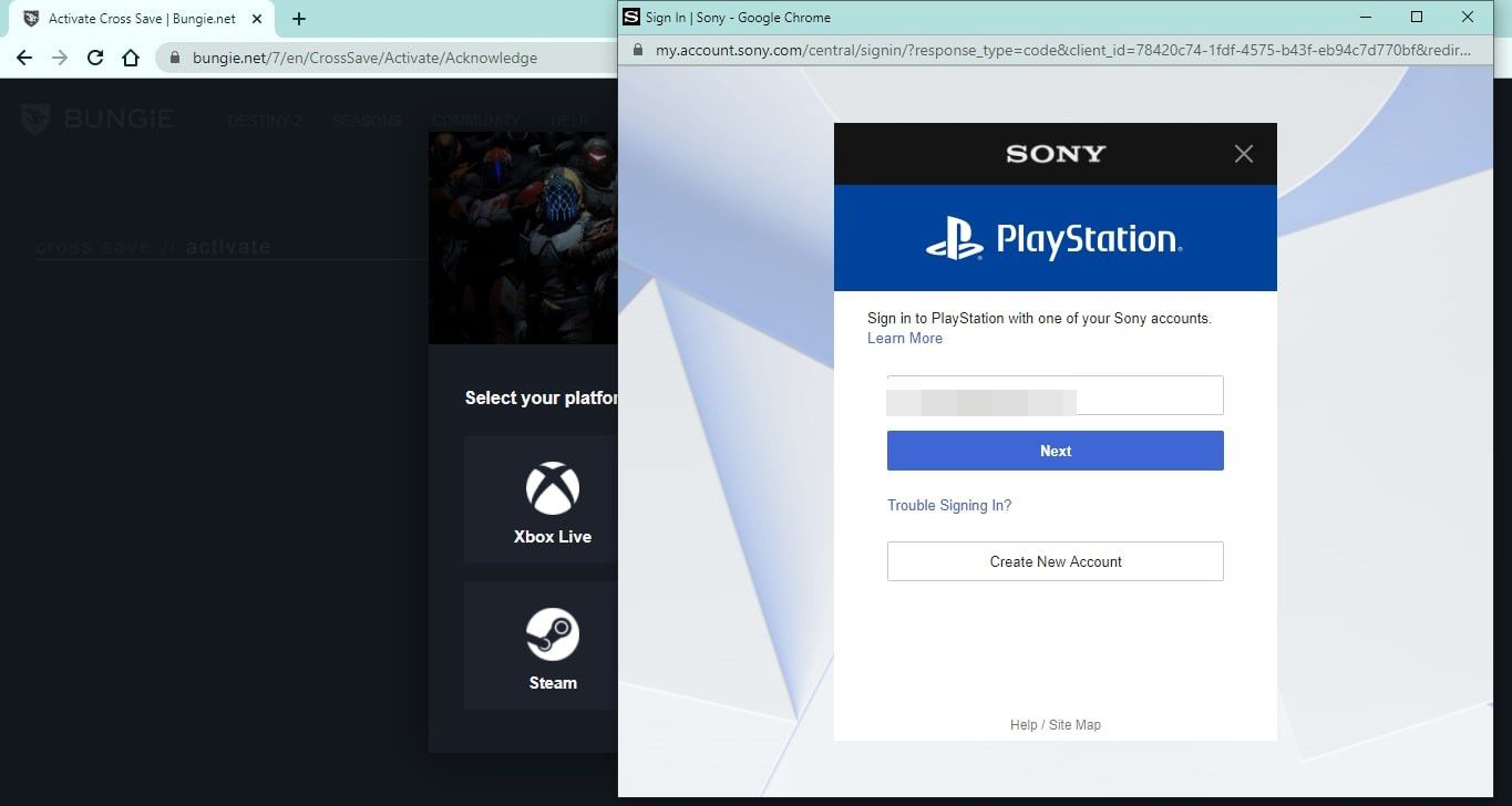 V okně, které se objeví, se přihlaste ke svému účtu pro svoji platformu (PS4, Xbox, Steam atd.).