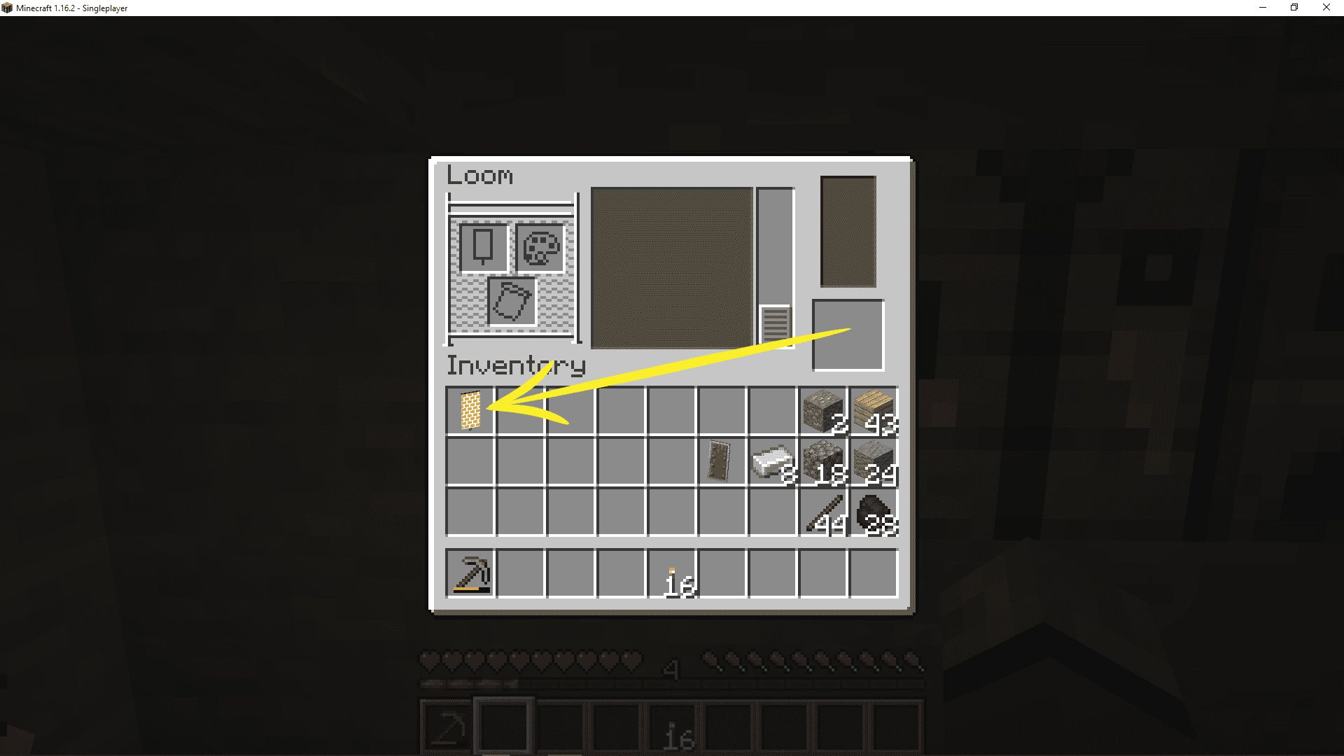 Snímek obrazovky přizpůsobeného banneru v Minecraftu.