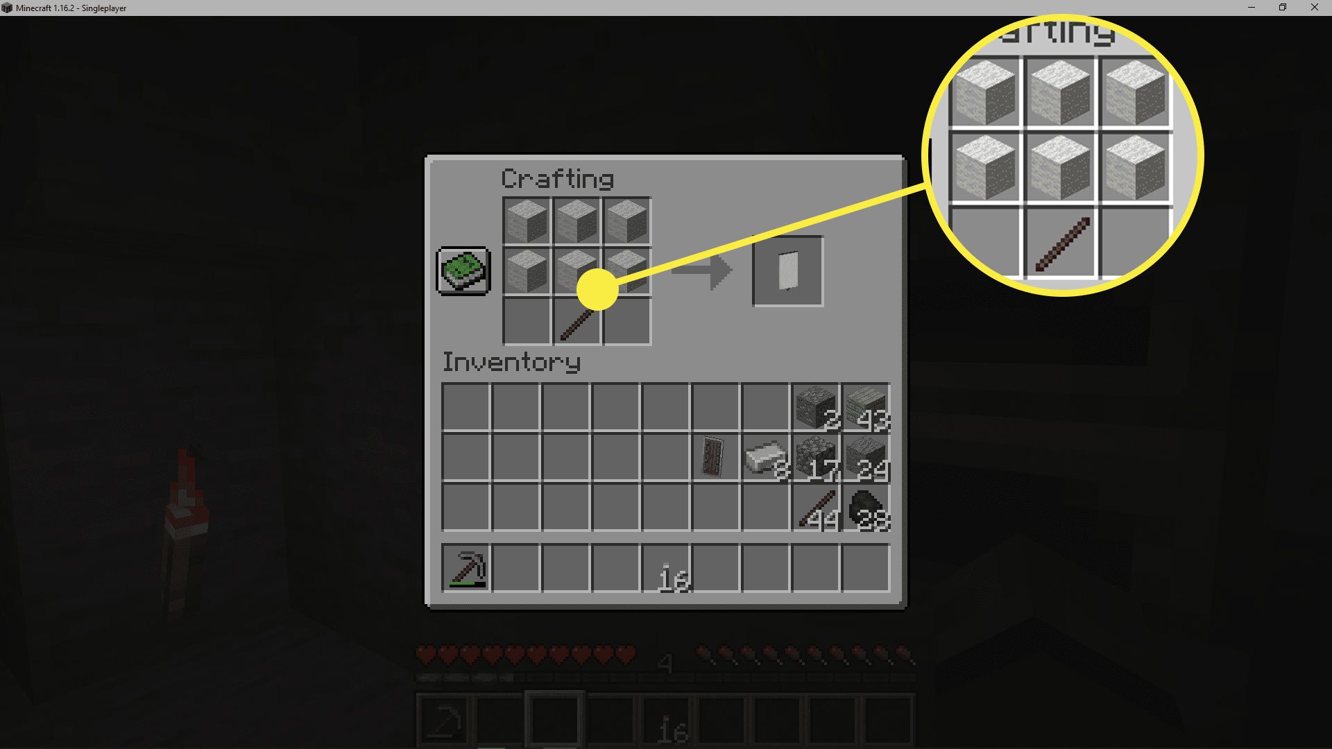 Snímek obrazovky s receptem na banner Minecraft.