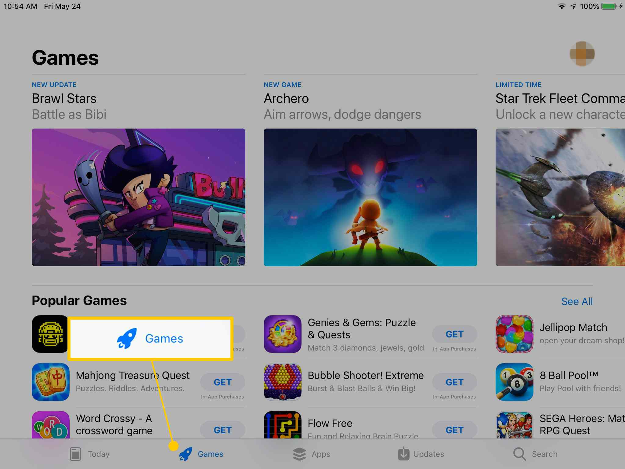Karta Hry v App Storu na iPadu