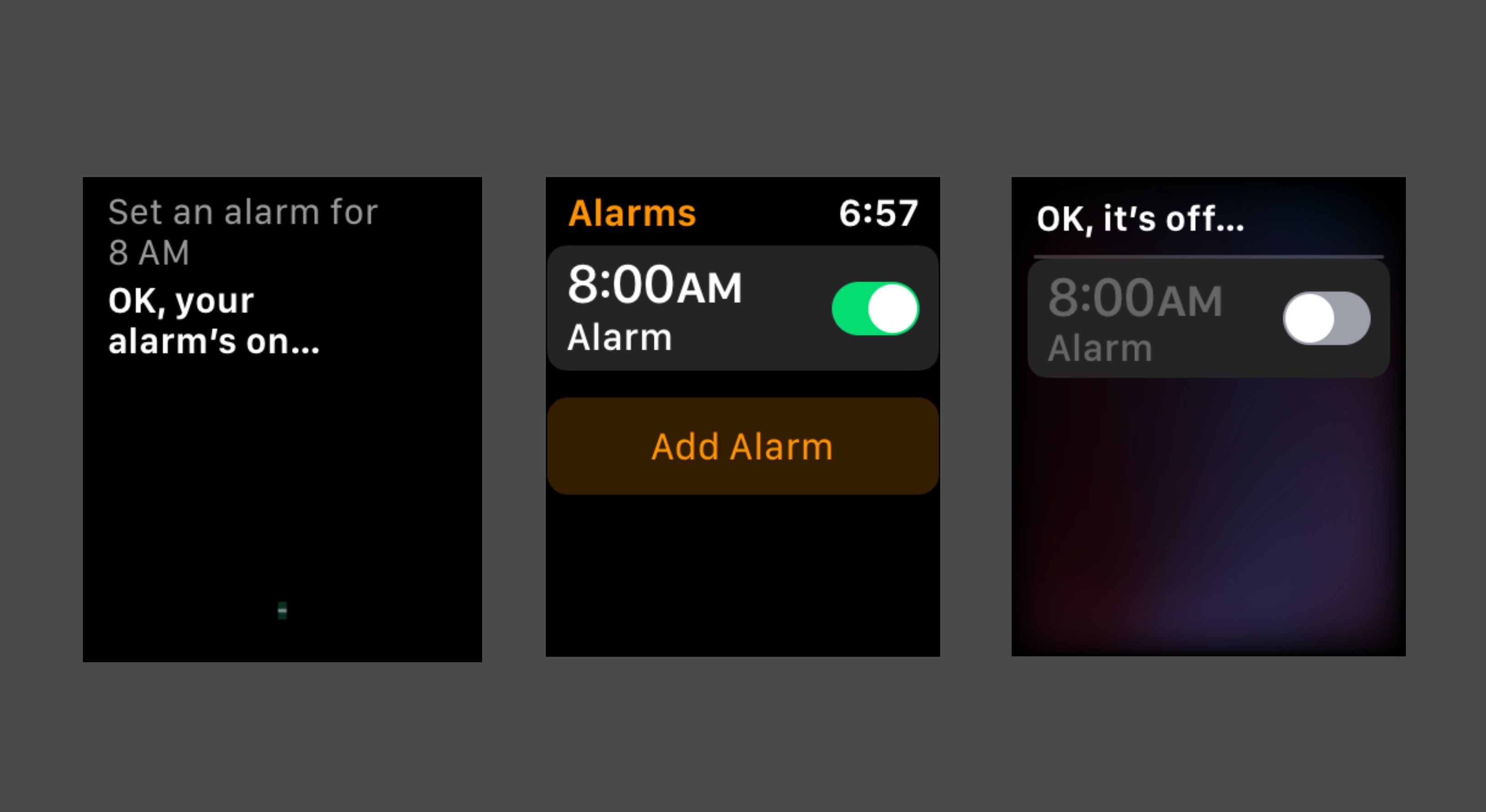 Použití Siri k nastavení budíku na Apple Watch