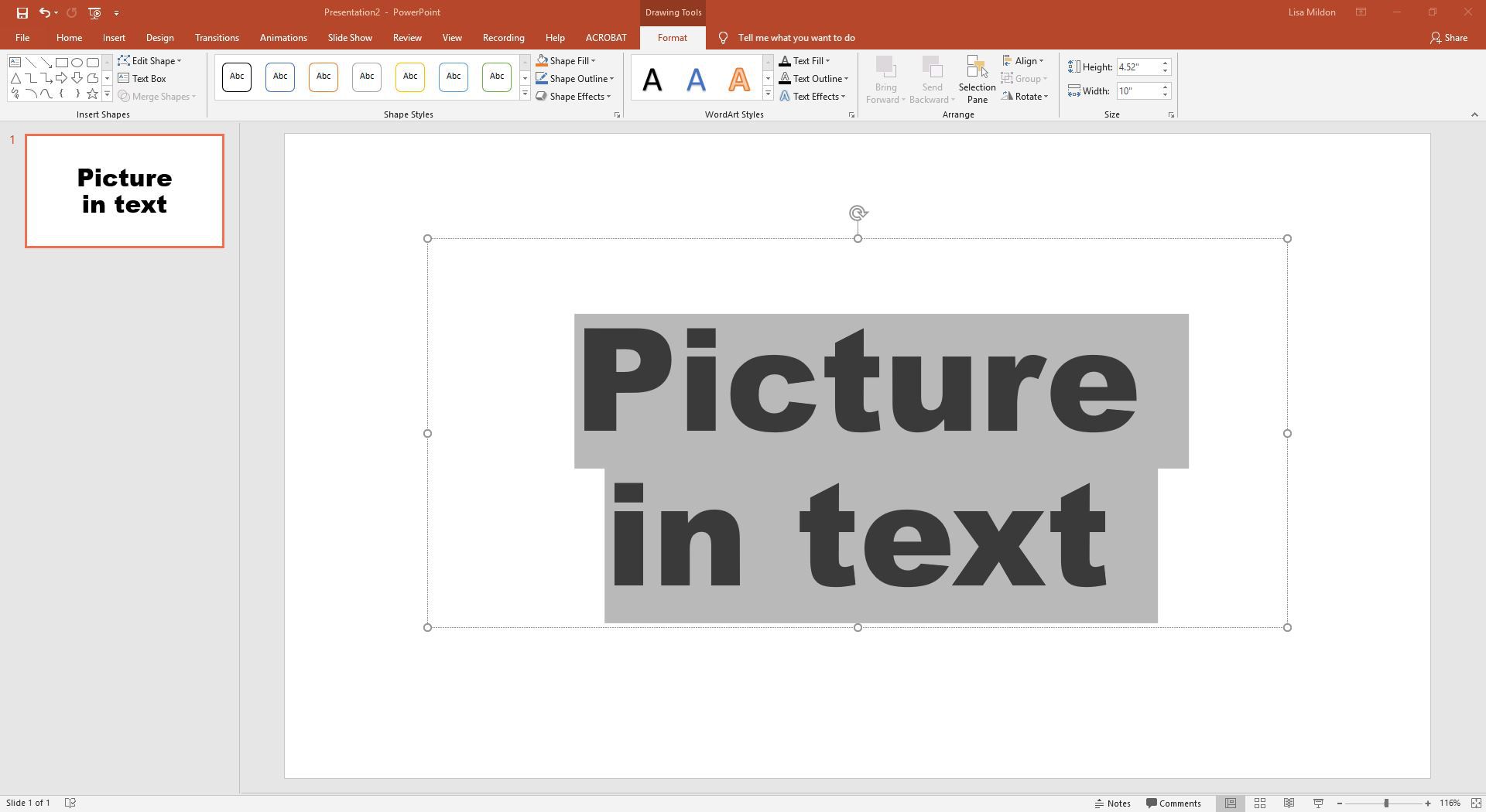 Styly WordArt zobrazené v prezentaci PowerPoint