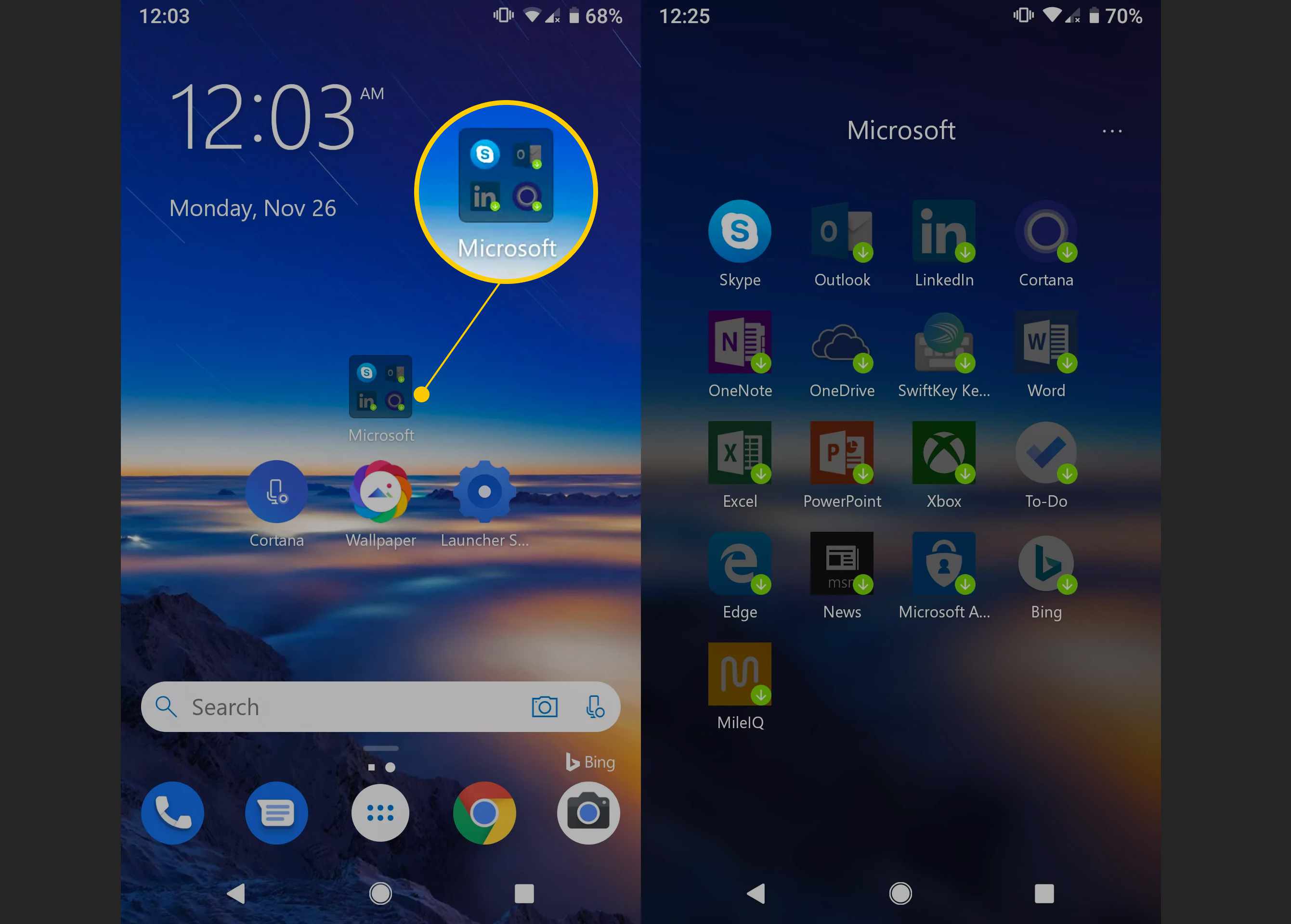 Ikona složky Microsoft v systému Android