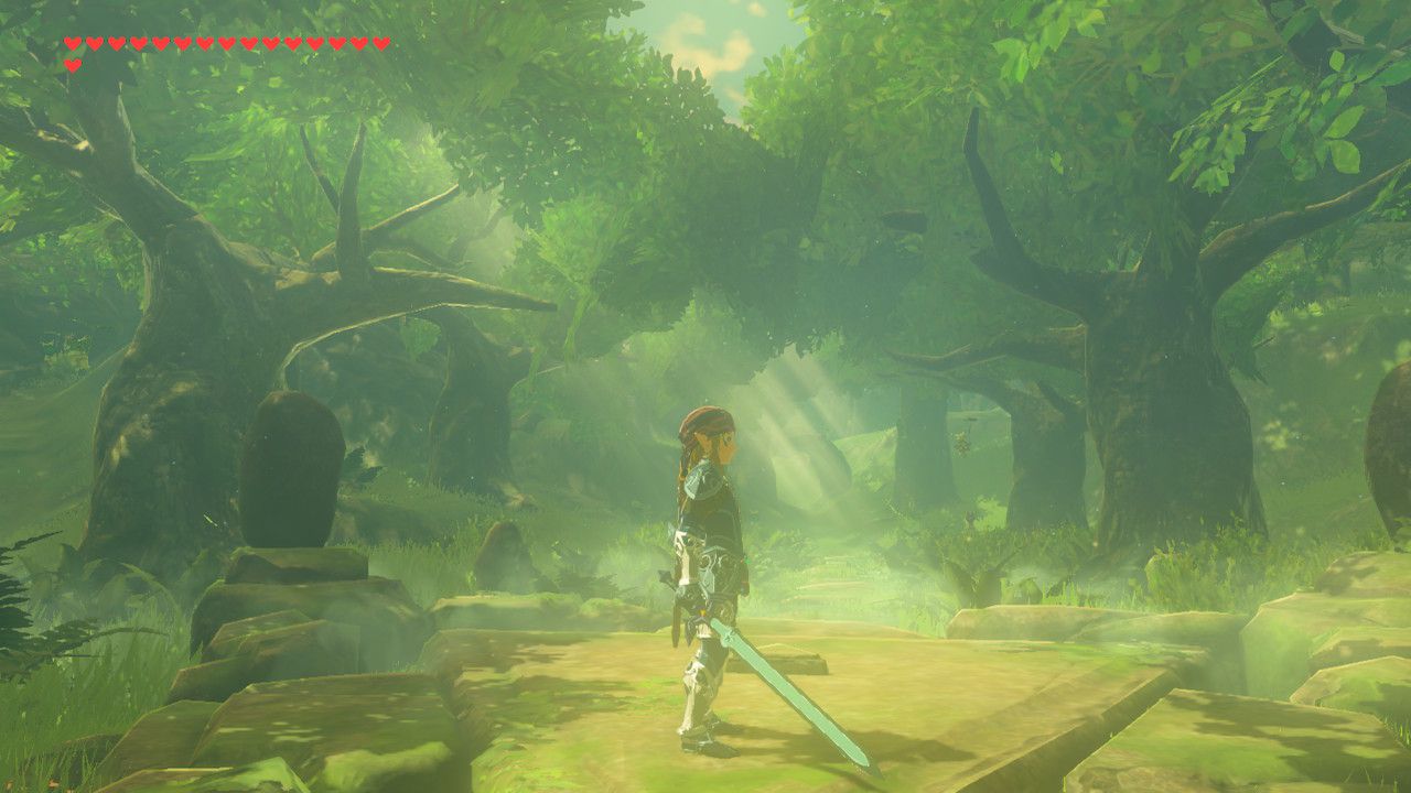 Ovládání mistrovského meče v The Legend of Zelda: Breath of the Wild.