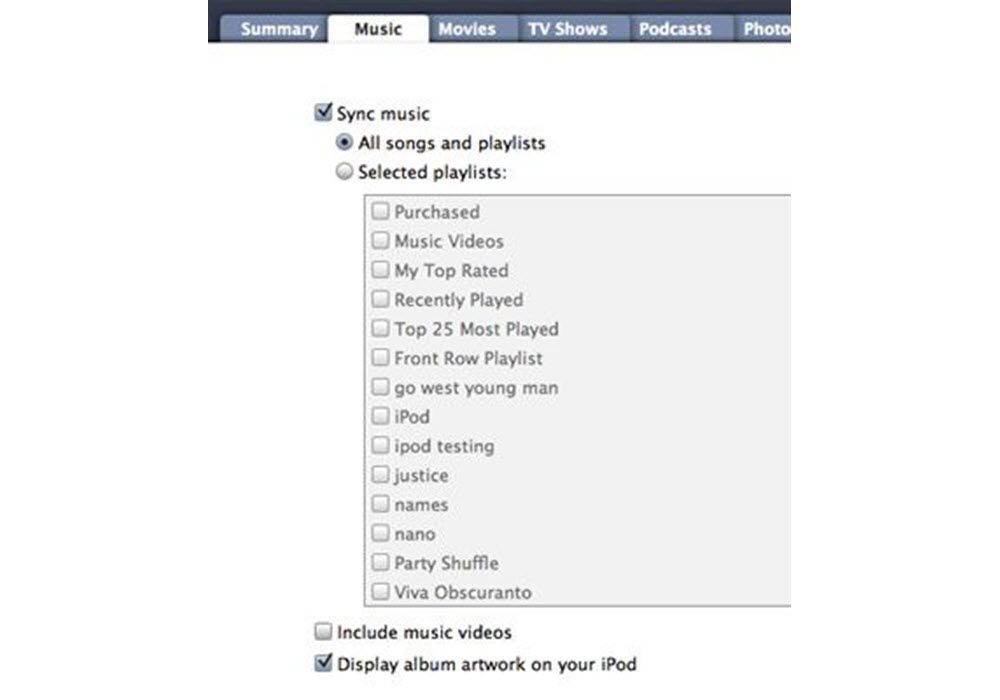 Snímek obrazovky ukazující konkrétní kroky k přidání obrázku alba na některé starší iPody