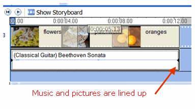 Hudba je spojena s obrázky v programu Windows Movie Maker