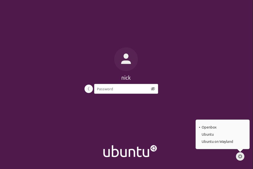 Ubuntu vyberte plochu Openbox