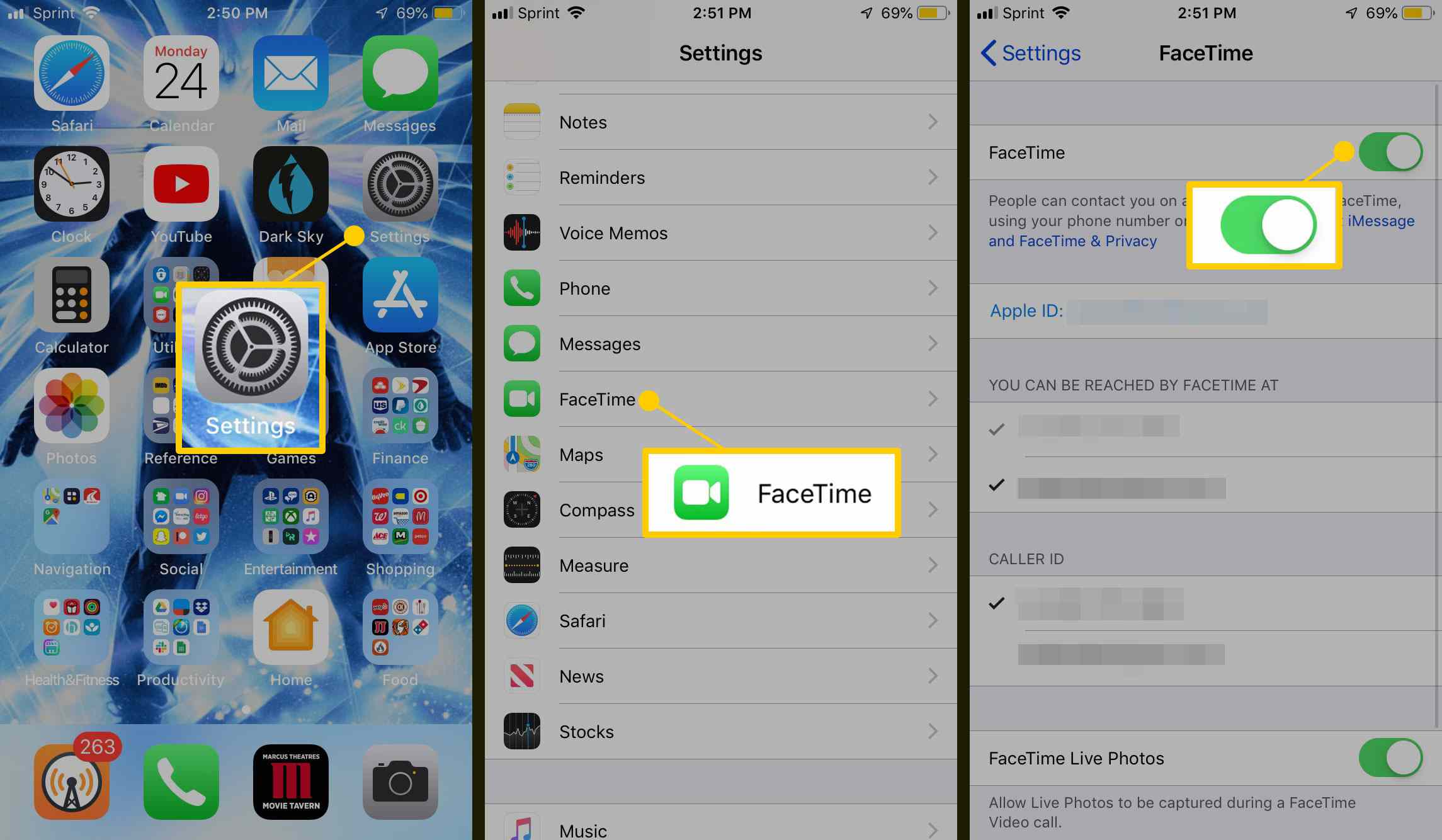 Snímek obrazovky aplikace FaceTime pro iPhone a iPod Touch