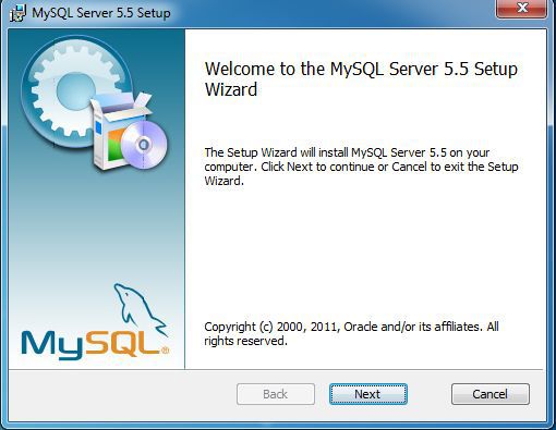 Obrazovka nastavení instalace MySQL