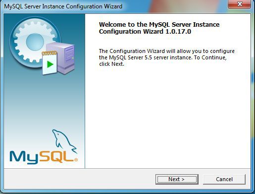 Uvítací obrazovka MySQL