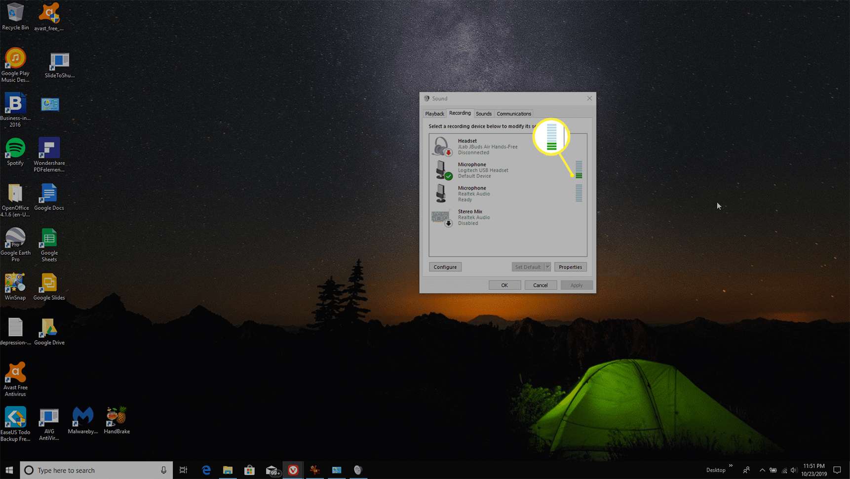 Microsoft zvukoměr ve Windows 10