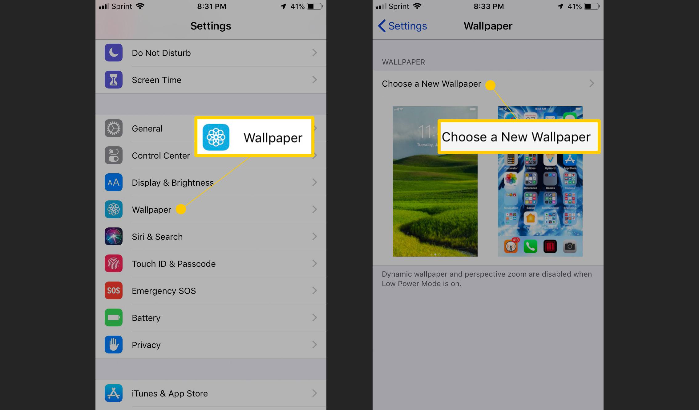 Tapeta, vyberte novou tapetu v nastavení iOS
