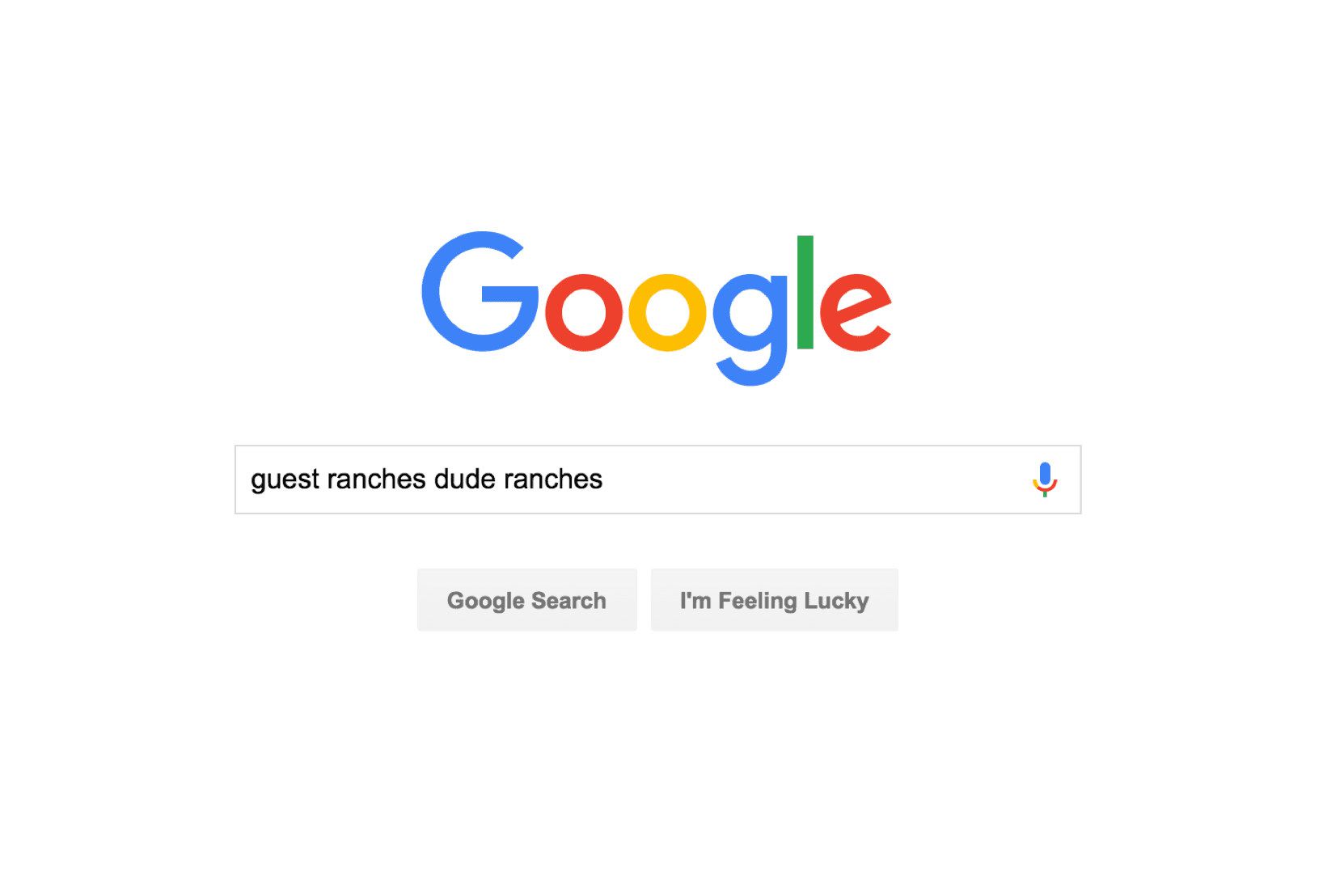 Google vyhledává hostující ranče nebo ty vole ranče