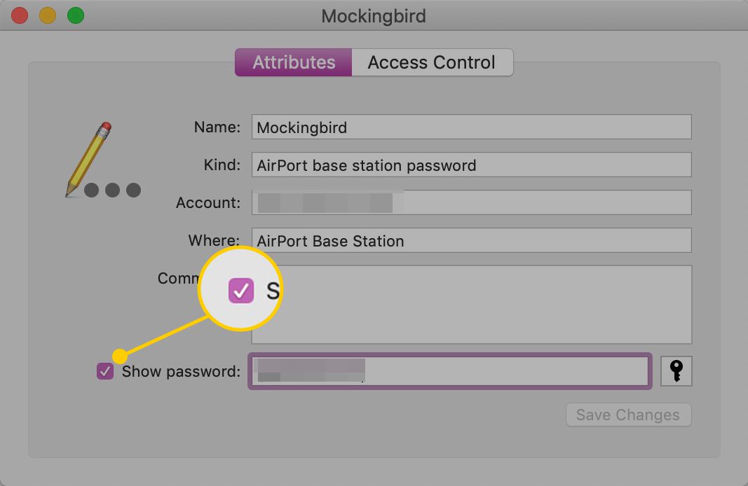 Zobrazit zaškrtávací políčko Heslo v systému macOS