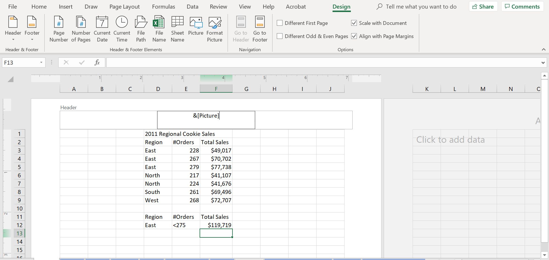 Kód obrázku v záhlaví listu aplikace Excel.