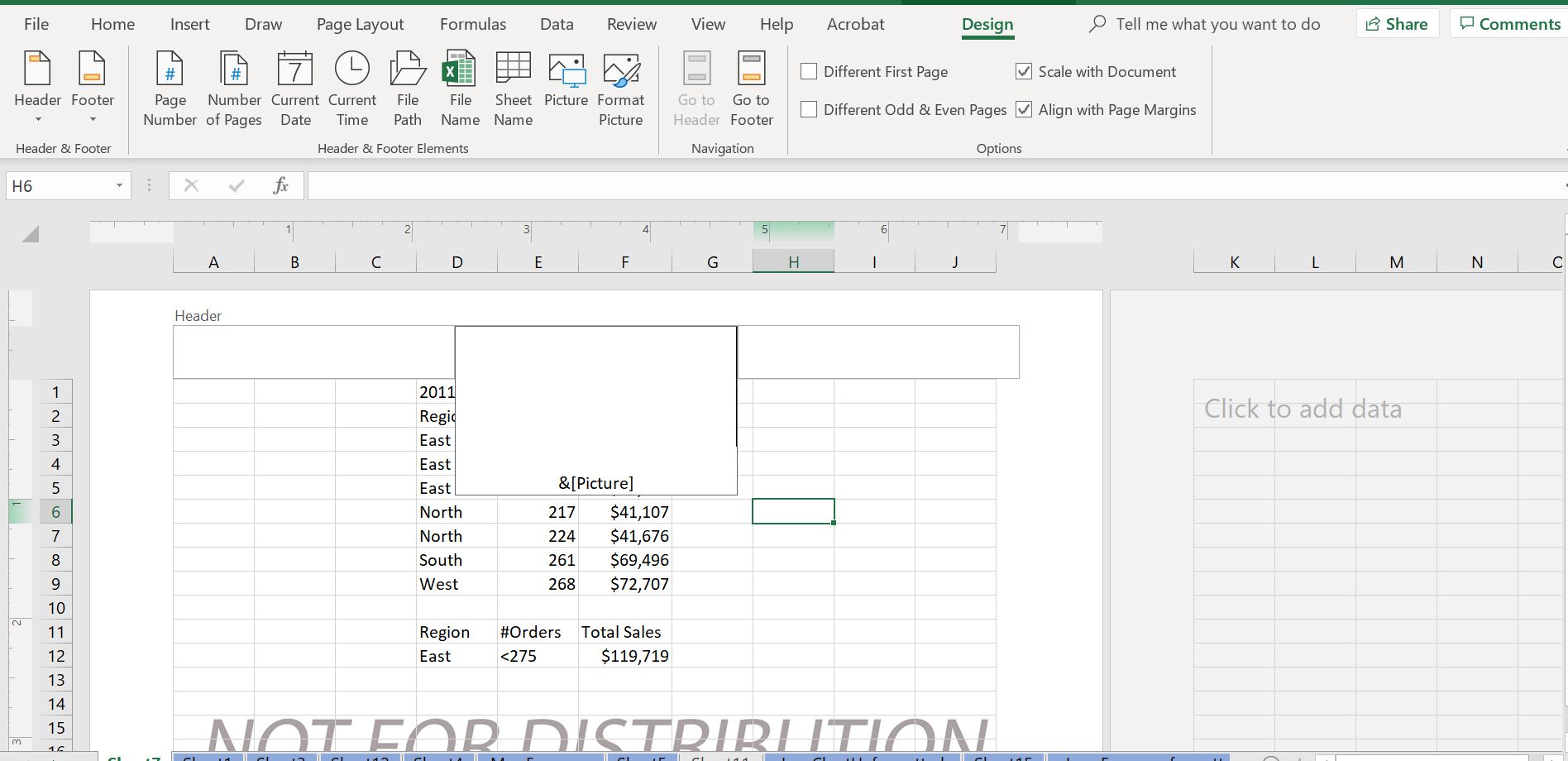 Pole záhlaví aplikace Excel.