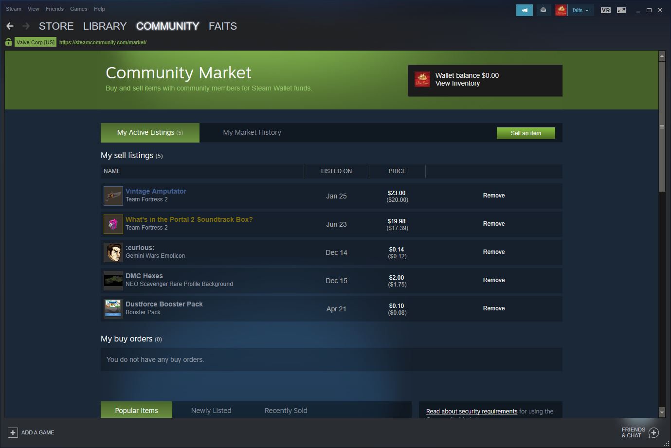 Komunitní trh Steam.