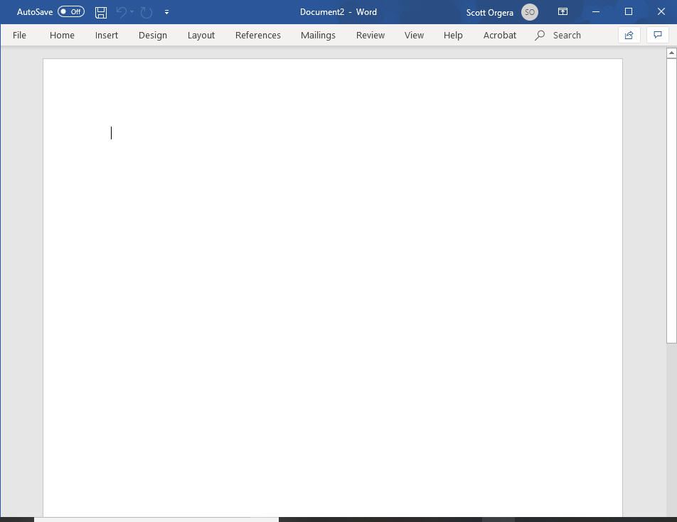 snímek obrazovky aplikace Microsoft Word pro Windows