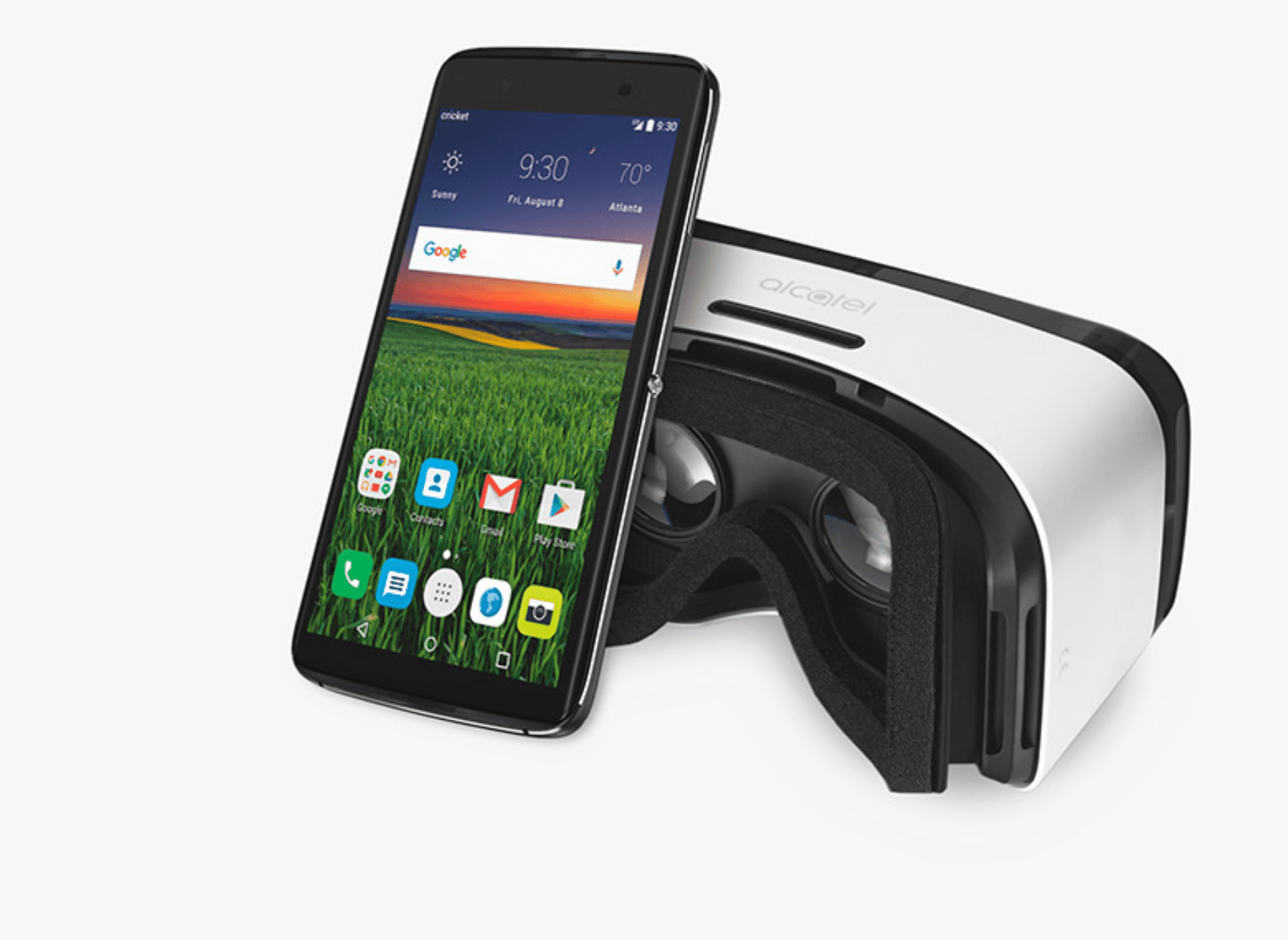 Telefon Alcatel One Touch Idol 4 vedle náhlavní soupravy VR