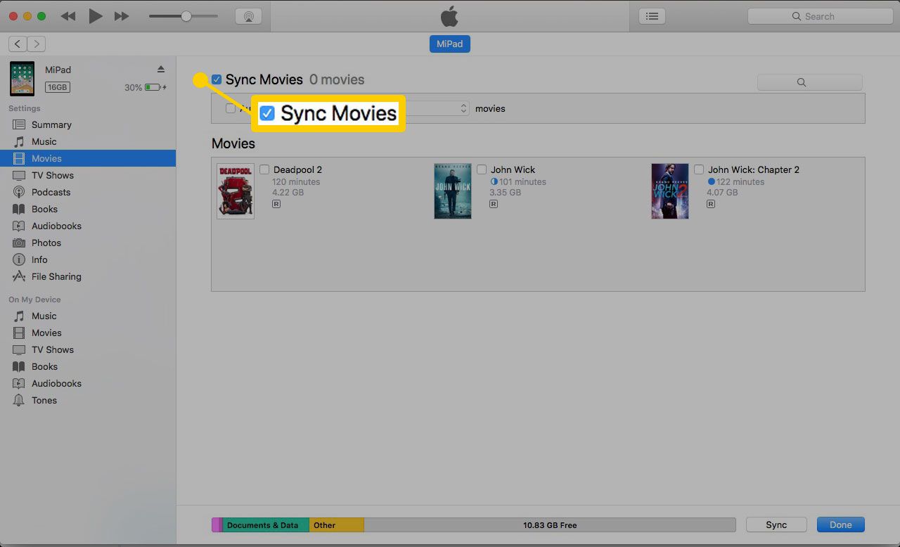 Synchronizace filmů s iPadem