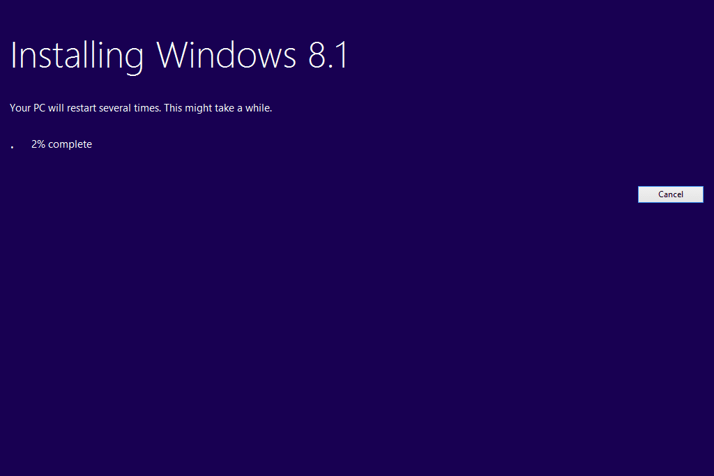 Instalace stránky postupu Windows 8.1