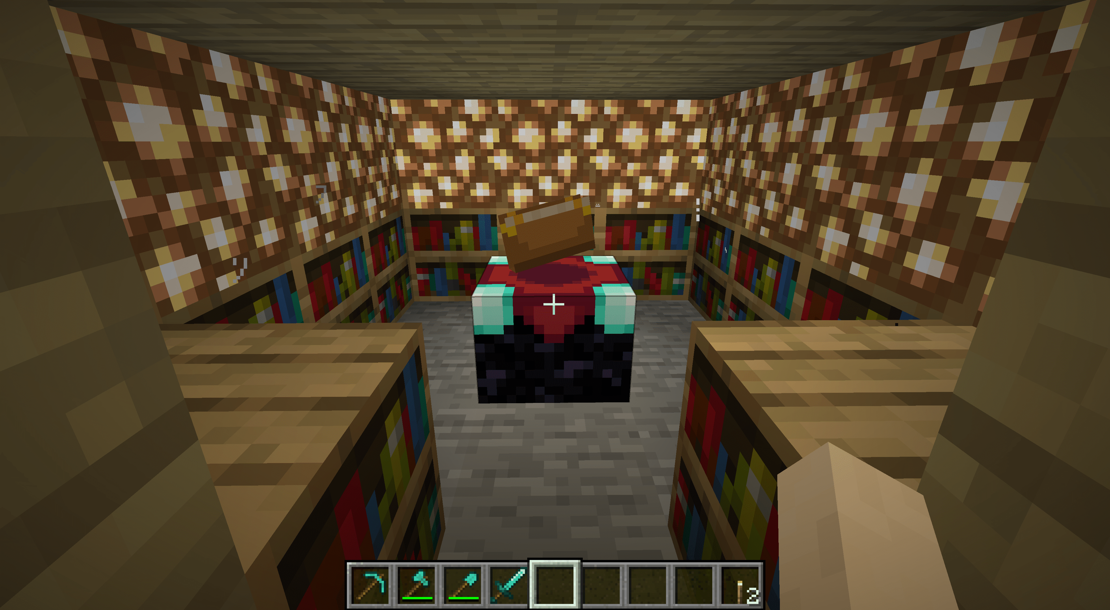 Dokončená kouzelná místnost v domě Minecraftu.