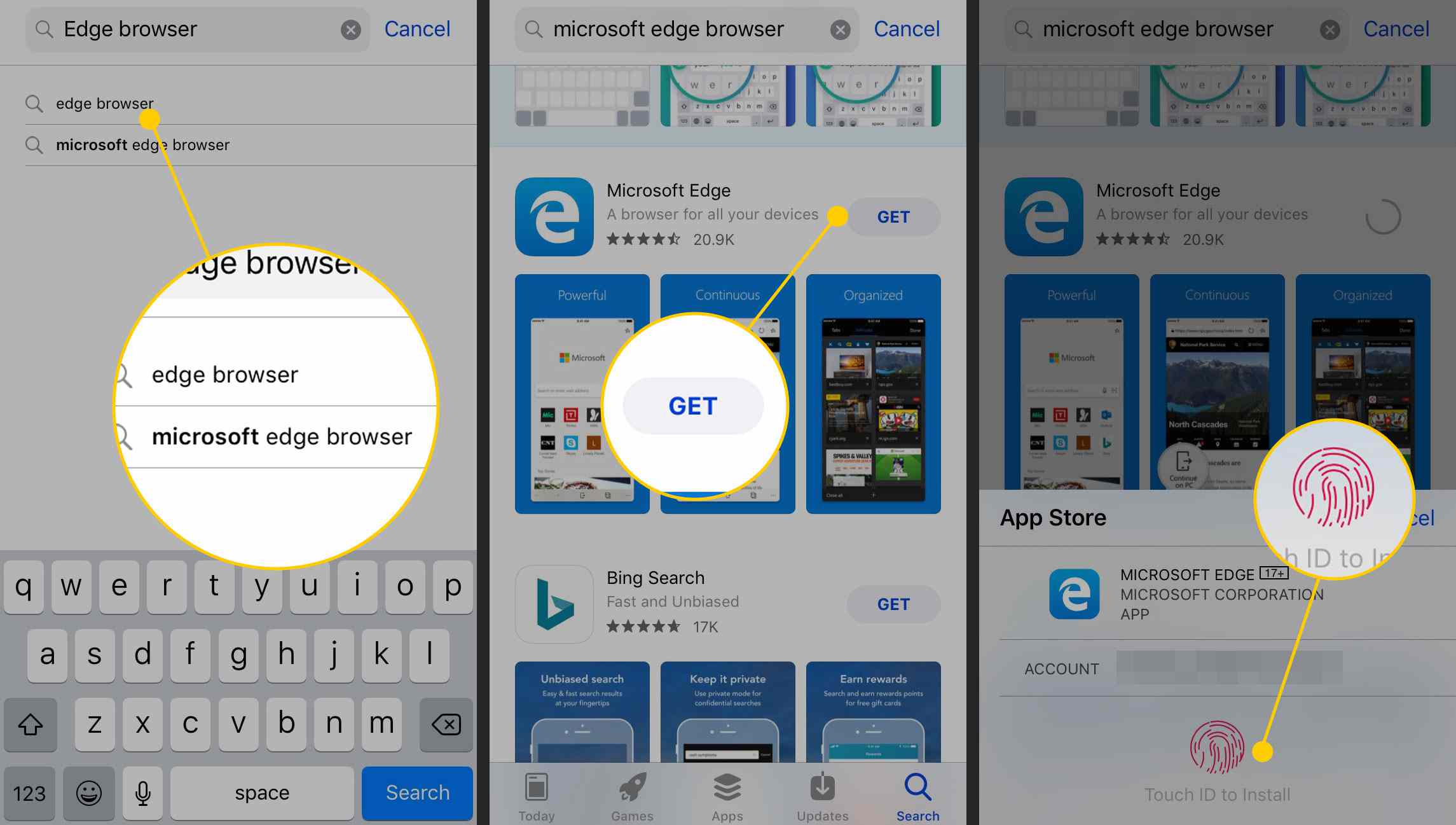 Instalace Microsoft Edge z iOS App Store
