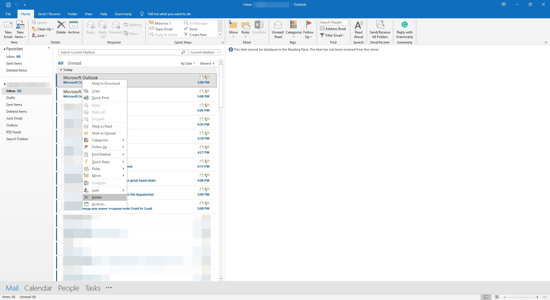 Odstranění záhlaví e -mailu v aplikaci Outlook.