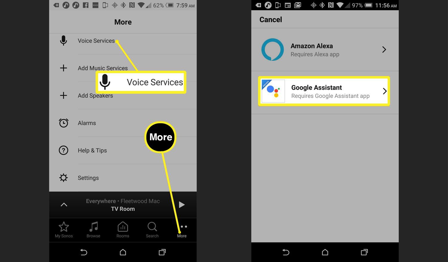 Sonos Vyberte Google Assistant