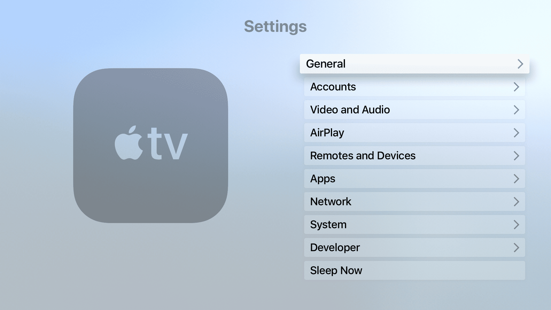 Nastavení Apple TV