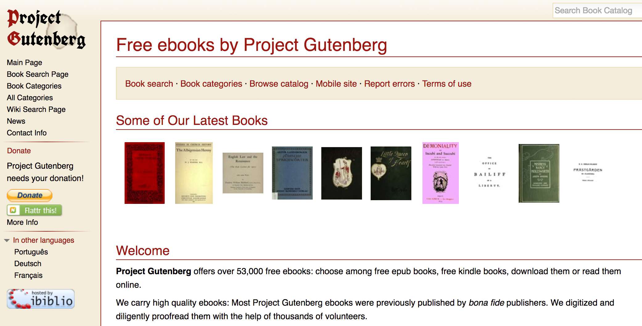 Web projektu Gutenberg