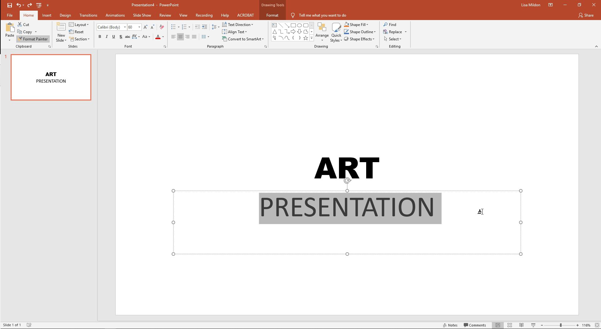 PowerPoint zobrazující malíře formátu v akci.