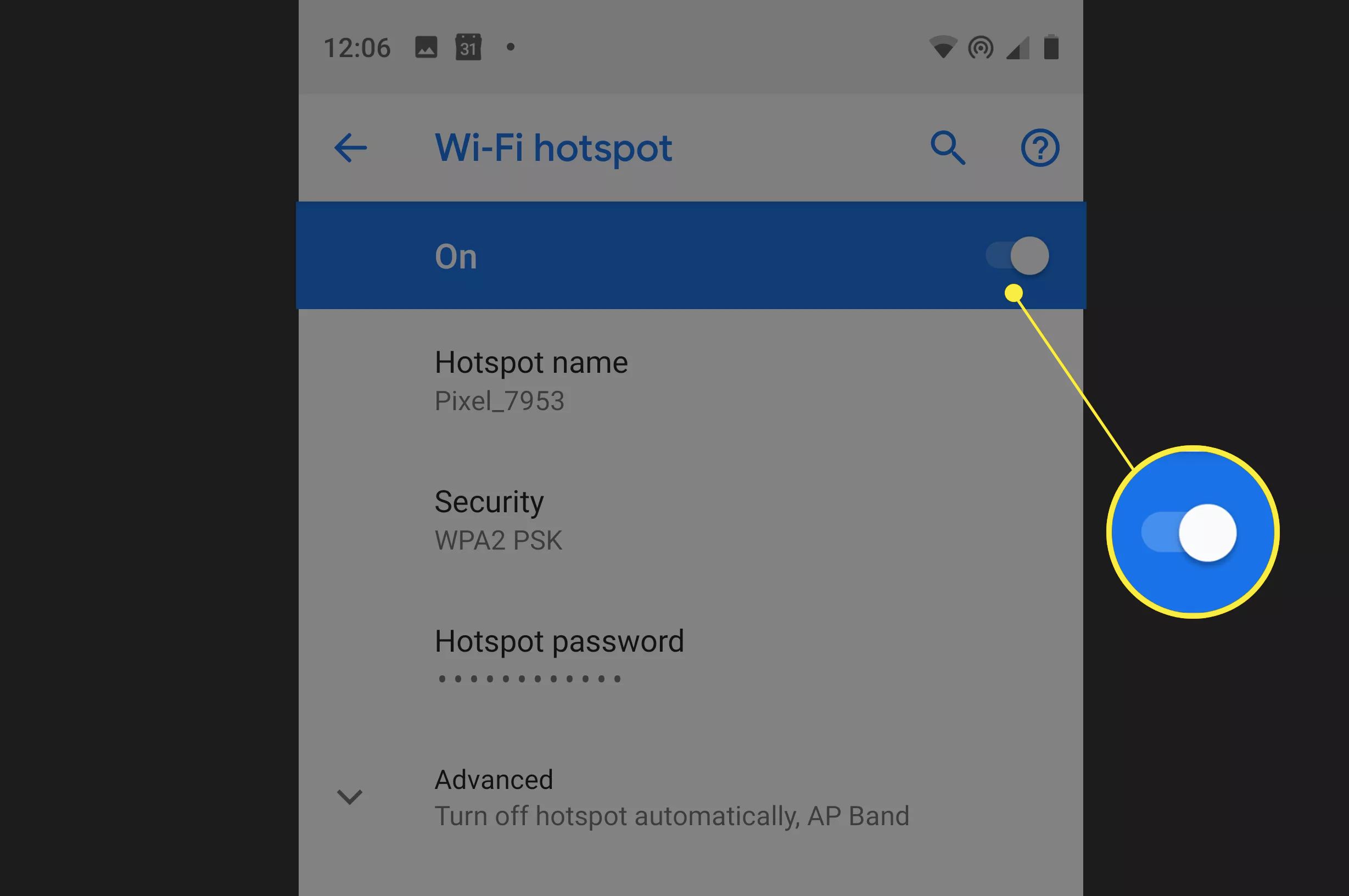 Wi-Fi hotspot se zapíná pro Pixel