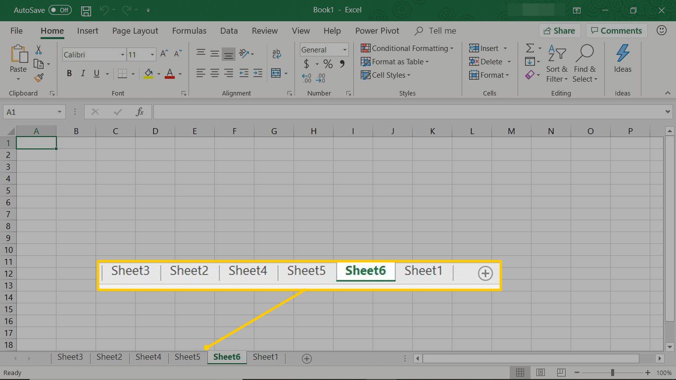 Názvy listů a tlačítko Nový list (+) v Excelu