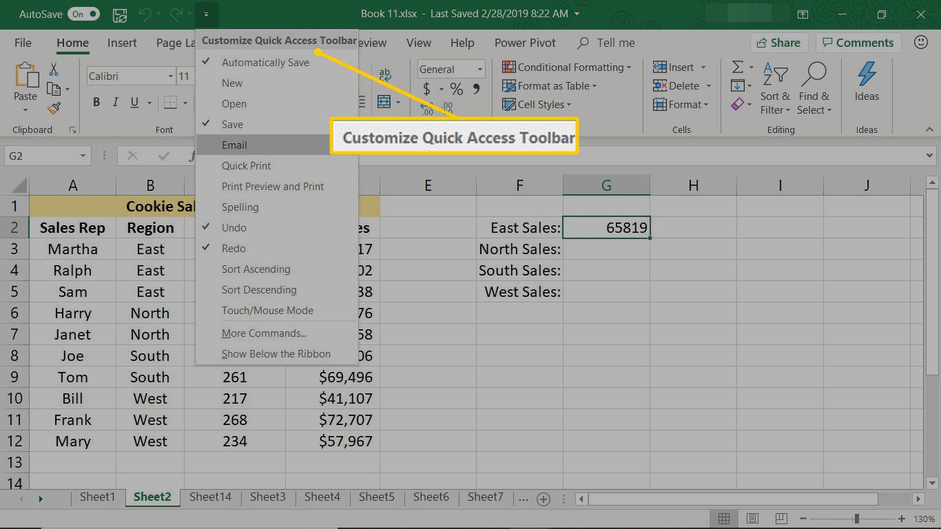 Přizpůsobte panel nástrojů Rychlý přístup v aplikaci Excel