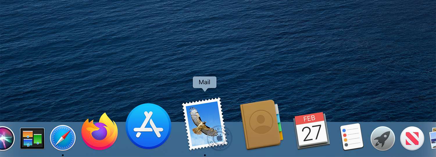 Dokovací stanice Mac zobrazující ikonu Pošta