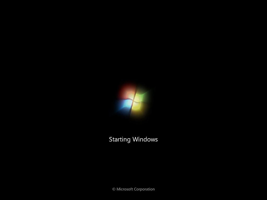 Úvodní obrazovka Windows 7