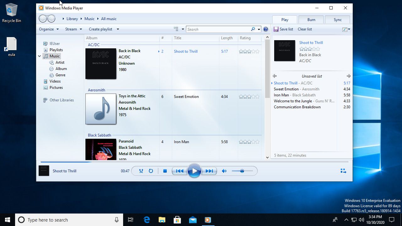 Windows Media Player 12 ve Windows 10