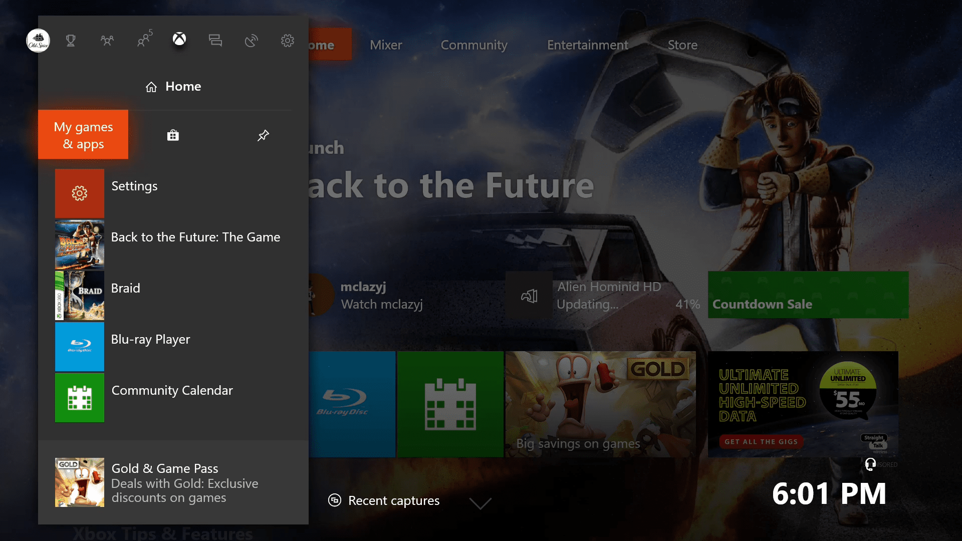 Obrazovka Moje hry a aplikace pro Xbox One.