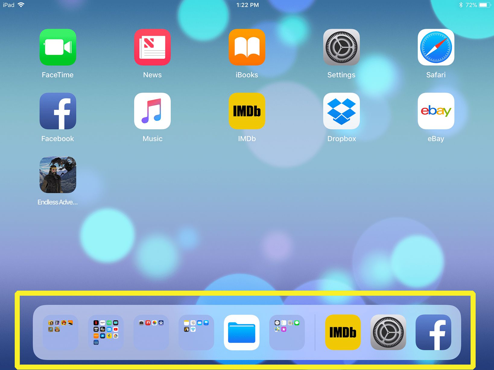 iPad zobrazující dok pro iOS