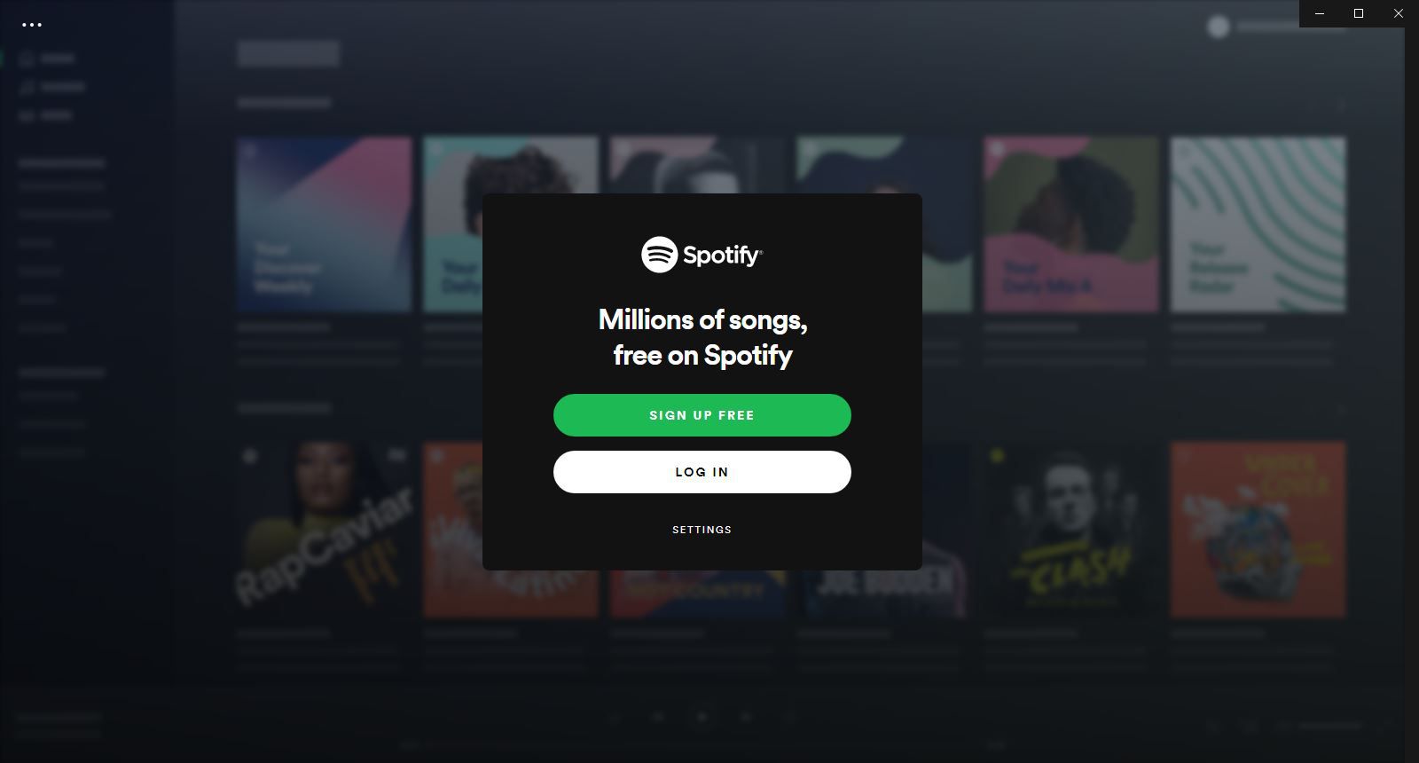 Přihlašovací obrazovka Spotify