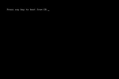 Snímek obrazovky obrazovky Stiskněte libovolnou klávesu během spouštění systému Windows XP