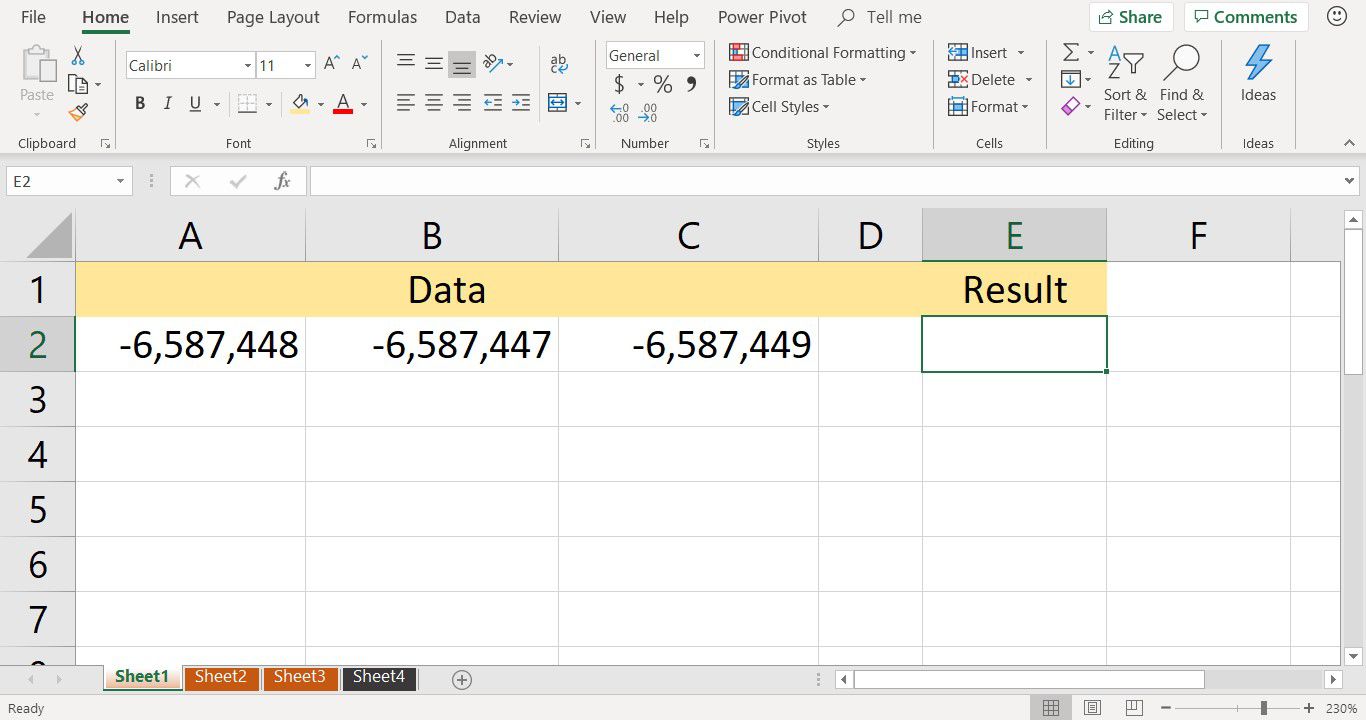 Snímek obrazovky se ukázkovými daty použitými s funkcí Excel MIN