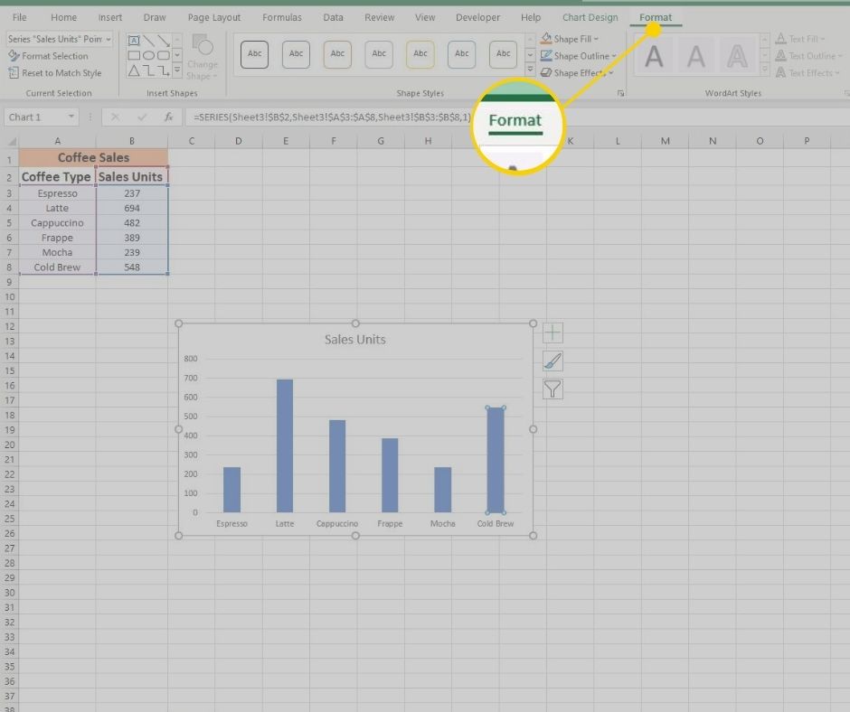 Karta Formát v aplikaci Excel
