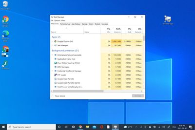 Using Task Manager on Windows 10.