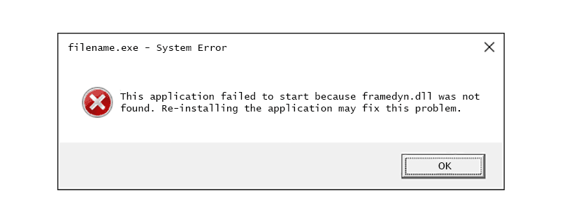 framedyn dll error message c68fdb49cba346d3bbe5bbb88e11a5c7