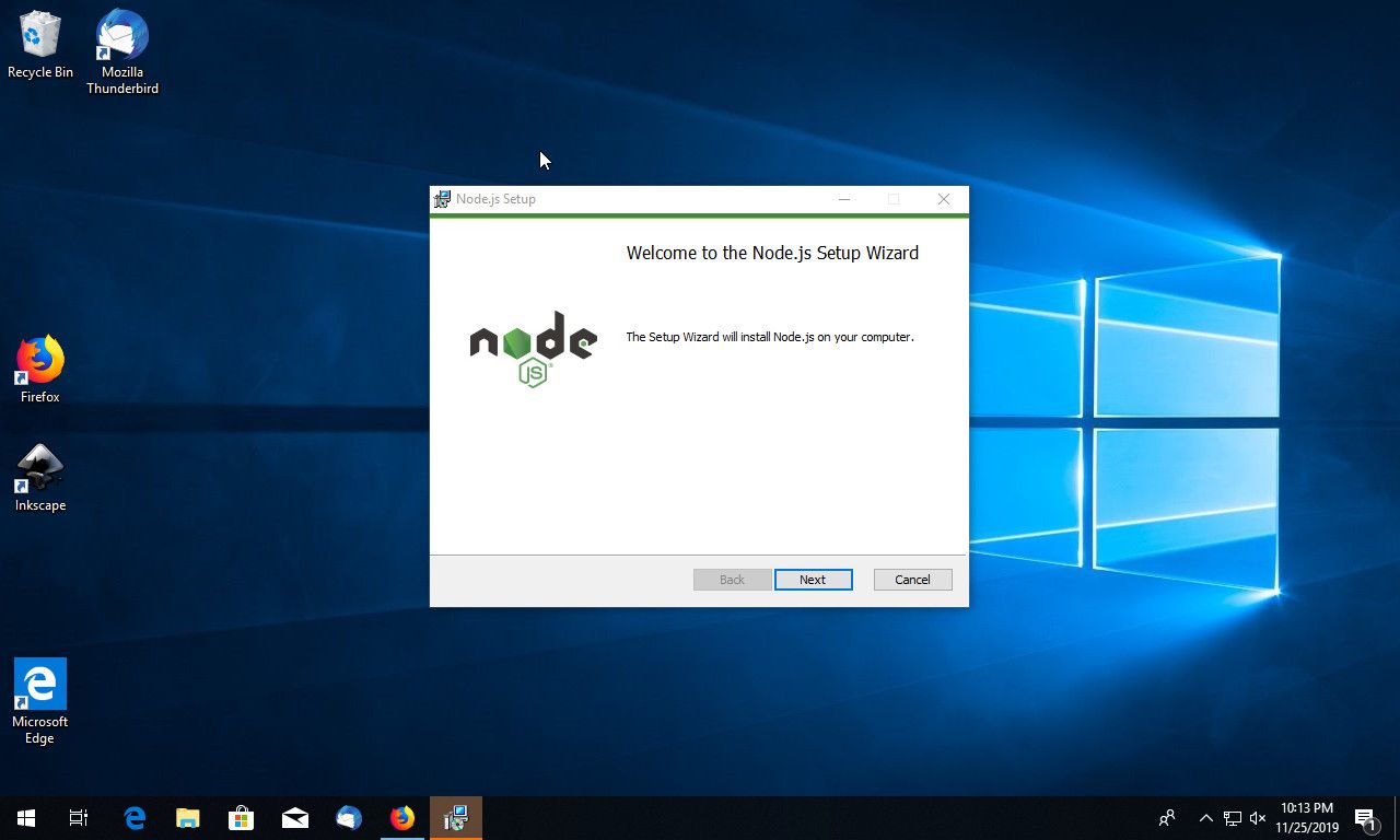 Node JS start installer ve Windows