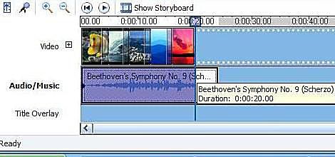Snímek obrazovky z úpravy hudební stopy.