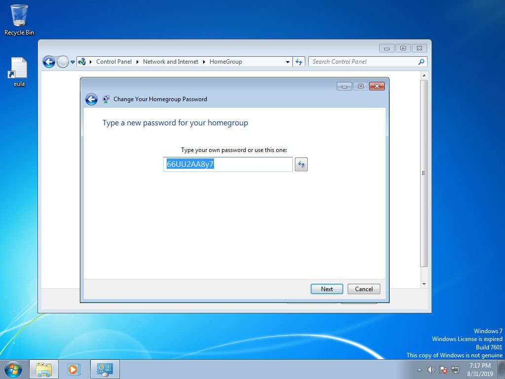 Windows 7 Změňte heslo pracovní skupiny